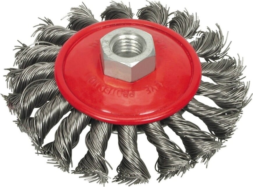 Geko Schijfborstel met metalen borstelharen, rond, gevlochten draad, 125 mm