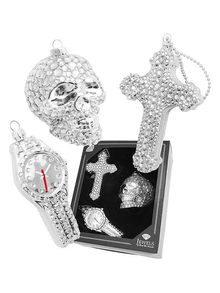 Krebs Glas Lauscha Christbaumornamente "Sub Culture Xmas" in Silber - onesize