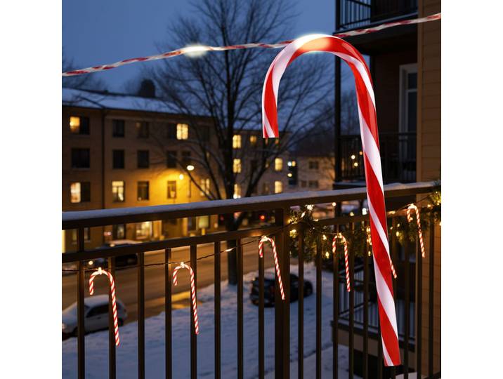 3er-Set Weihnachtsdeko-Zuckerstange Lichterkette - je 10 Stk. 20 Warmweisse LEDs