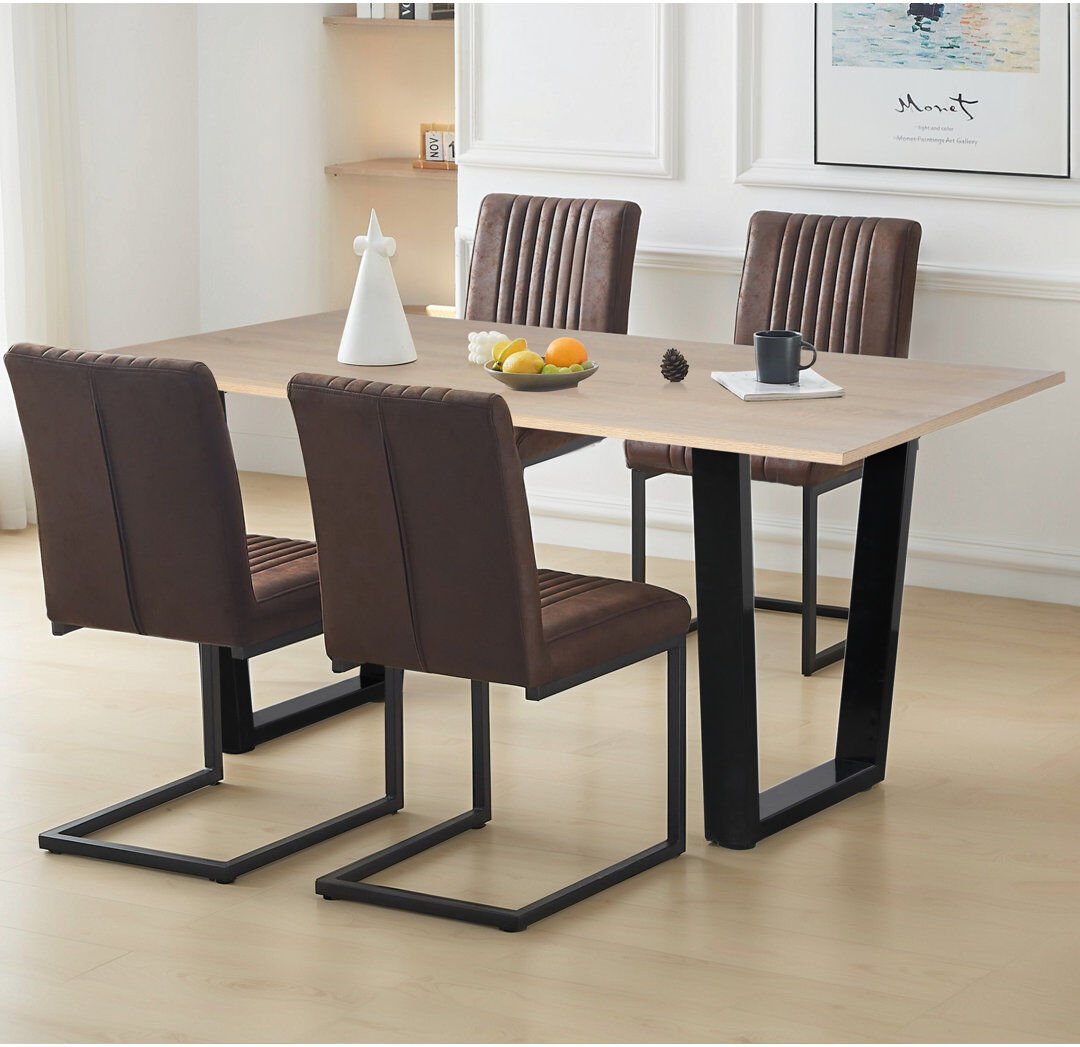 Latitude Run Abinash Dining Set Light Oak 77" H x 150" W x 80" D