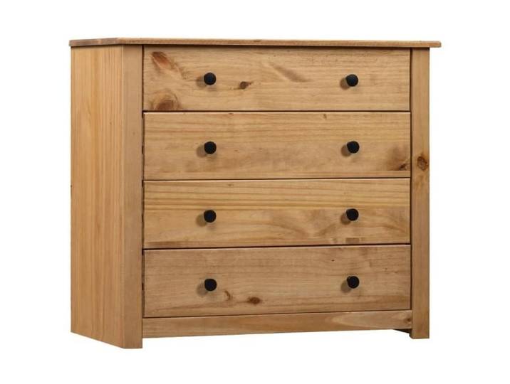 Petit meuble complément - AKOZON - Armoire latérale - Bois massif - 4 tiroirs - 80x40x73 cm