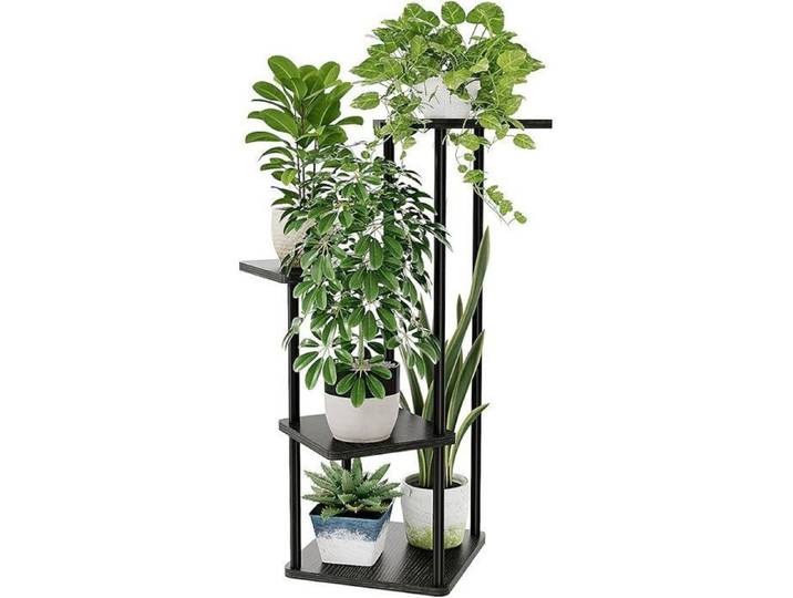 Support d'angle pour plantes d'intérieur étagère en métal à 4 niveaux pour plusieurs plantes support de fleurs haut terrasse(noi