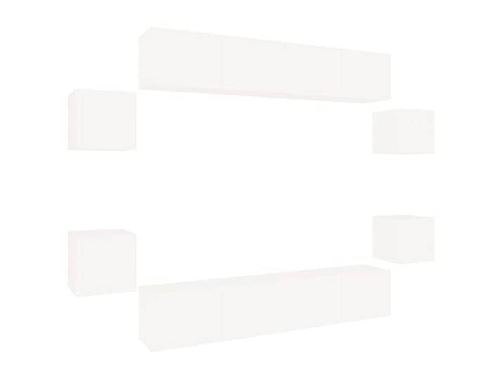 hliofuir 8-TLG. TV-Schrank Set Wandmontage Hängend Weiß Holzwerkstoff Platzsparende Hängeelemente für Wohnbereich und Schlafzimmer mit reichlich geschlossenem Stauraum für Medien.