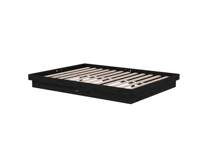 Lit Noir - BMK - Cadre de lit - sans matelas - Contemporain - noir bois massif - Lit chambre&511257