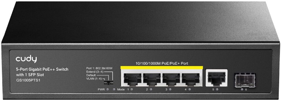 Conmutador de red SFP PoE+ no gestionado Gigabit de 5 puertos - CUDY
