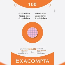 Exacompta 13652E 10x Karteikarten 100er 100x150 kariert perforiert - Farben Sortiert