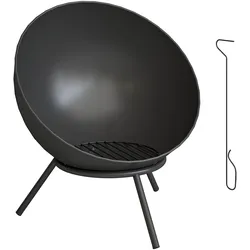 FEUERSTELLE mit Schürhaken Metall Schwarz