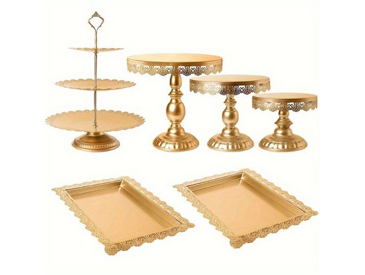 Support à gâteaux en métal doré 6 pièces, support à gâteaux circulaire, décoration de Noël, plateau à donuts, décoration de mariage, ustensiles de cuisine, fête