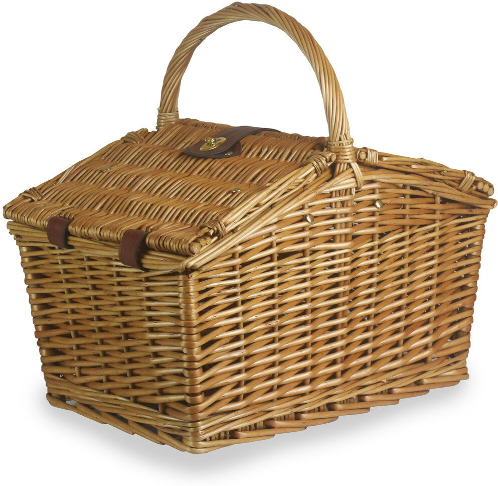 Union Rustic Slope-Sided Picnic Hamper Basket Light Steamed finish 39cm H X 40cm W X 29cm D