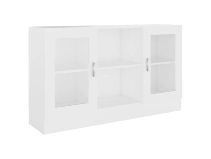 GHVBNMF Vitrinenschrank Weiß 120x30,5x70 cm Holzwerkstoff 2 Türen Platzsparendes Sideboard aus Holzwerkstoff und Glas mit 2 Fächern für Wohnzimmer und Flur.