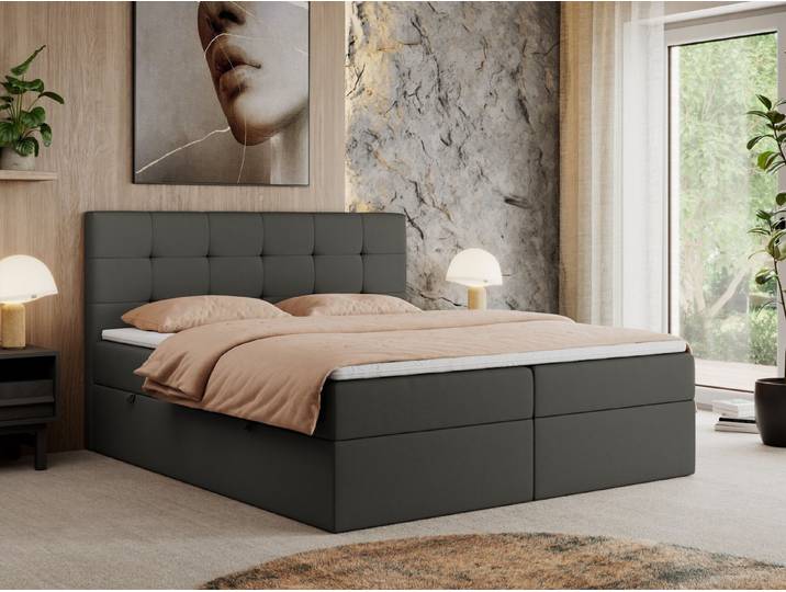 MKS MÖBEL Boxbett CENTOS (Boxspringbett - Set, Packung, Gepolsterte Kopfstütze, T30-Schaum, Topper T25/Visco, Modern), Doppelbett, Multipocket-Matratzen, zwei Bettkästen