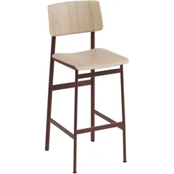 Muuto Loft Barhocker, höhe 75 cm, eiche natur / deep red