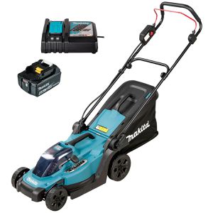 Makita Rasenmäher DLM330RM, Akku, 18V / 4Ah, mit Akku, Ladegerät & Fangkorb 30 Liter