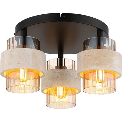 GLOBO LIGHTING Deckenleuchte "DAREN", schwarz matt, 3, Ø 13,5cm H: 20,5cm, 1 Stk., Leuchten, Deckenleuchte mit Stein & Glas: edel, zeitlos, vielseitig, Deckenleuchte