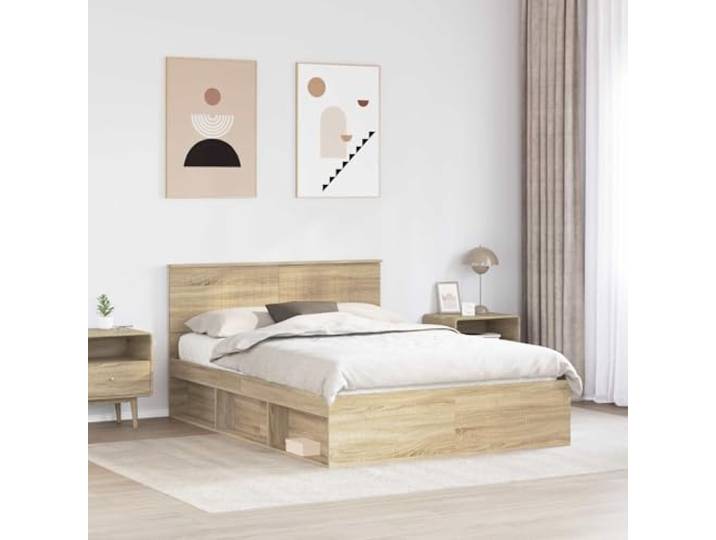 SKTQYQO Bettgestell Sonoma, 140 x 190 cm, Kiefer massiv Modernes Design, klare Linien, stabile Basis, Doppelzimmer