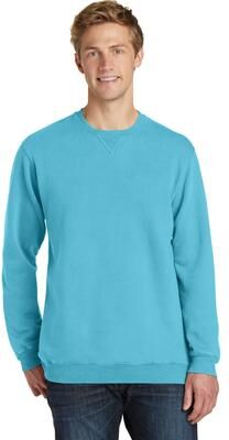Port & Company PC098 Men's Beach Wash Garment-Dyed Crewneck Sweatshirt in Tidal Wave size Small   Cotton/Polyester Blend