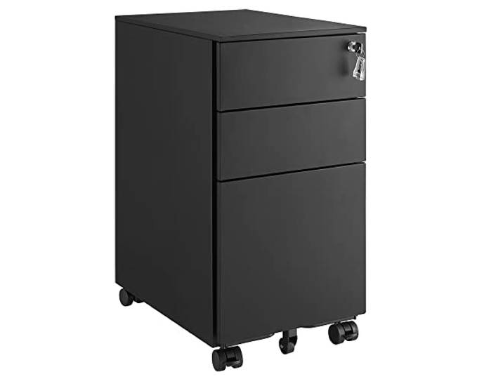 SONGMICS Rollcontainer, unter Schreibtisch, mit 3 Schublade, vormontiert