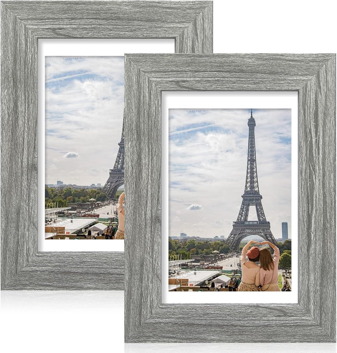 Fotolijst set in rustieke stijl voor wanddecoratie, grijs, 5x7 inch