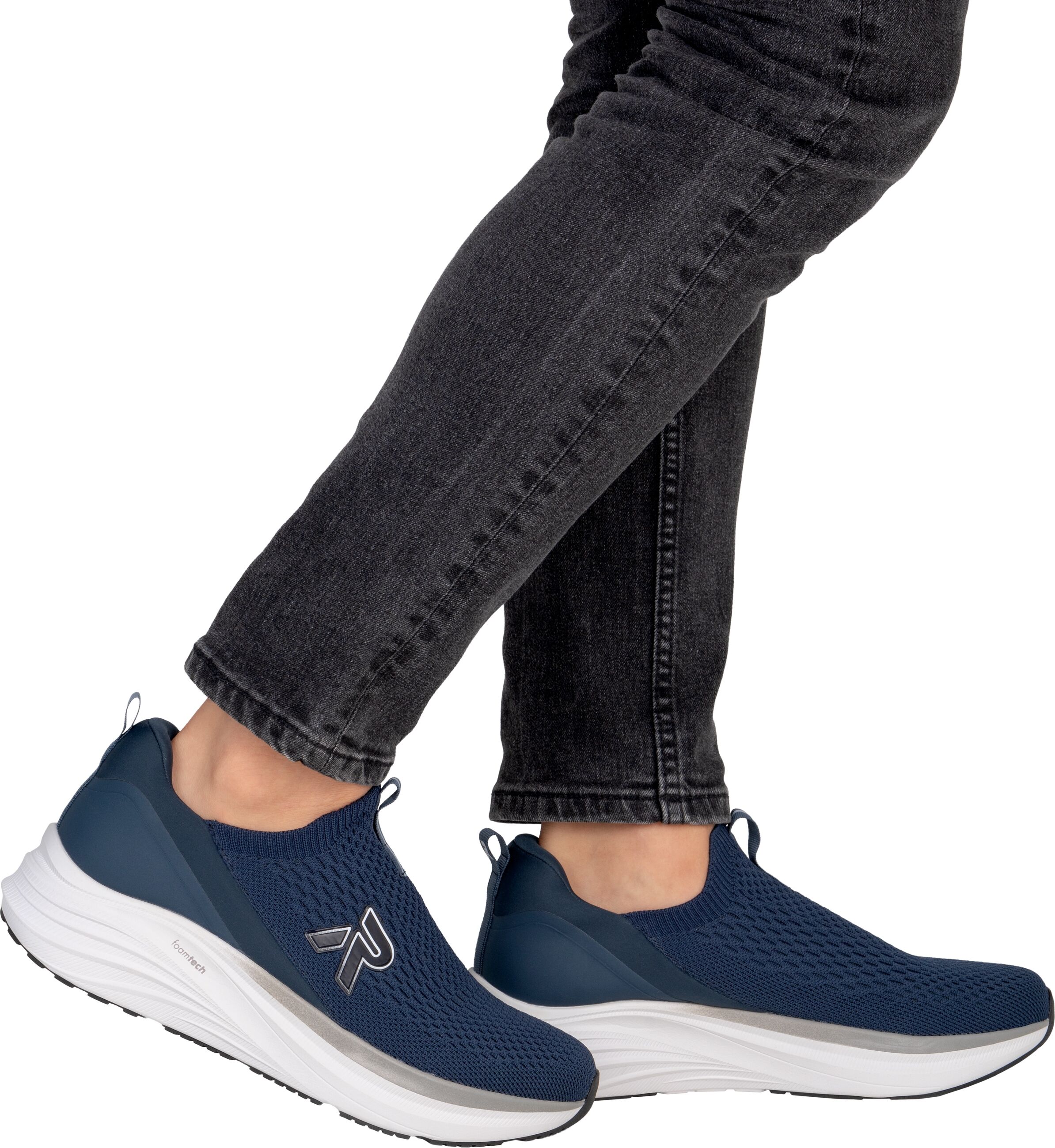 Slipper RIEKER, Herren, Gr. 41, Textil, blau (dunkelblau), unifarben, Schuhe Slipper, Slipper, Schlupfschuh, Freizeitsneaker mit sockenähnlichem Einstieg