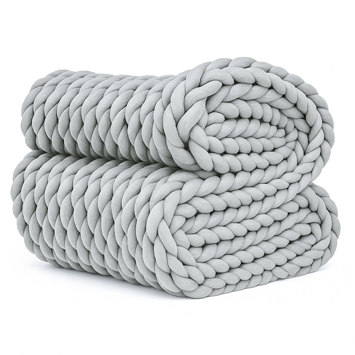 Grijs grof gebreide chunky plaid woondeken voor volwassenen - 200 x 100 cm