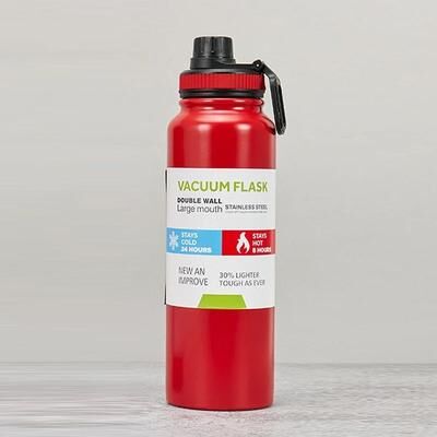 Uplift Essentials Large Capacity Stainless Steel Thermos Bottle For Hot And Cold Sports Drinks red 1000ml