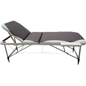 Teqler Massageliege Sentosa, aus Aluminium, klappbar, 70 cm breit, 2 Zonen, braun/weiß, höhenverstellbar