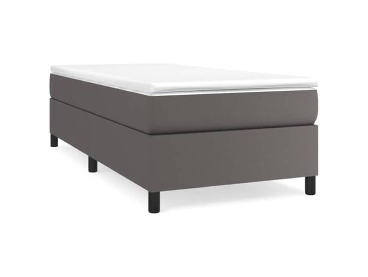 PUGYNBK Boxspringbett, 80 x 200 cm, mit grauer Matratze Lattenrost mit Taschenfederkernen, mittlere Unterstützung, schmutzabweisendes Kunstleder, Holzlatten
