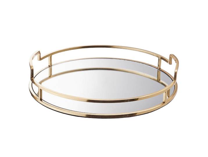 Butlers Tablett Art Deco, Goldfarben, Glas, Metall, 0.5 cm, Dekoration, Dekoartikel, Dekoteller & -tabletts