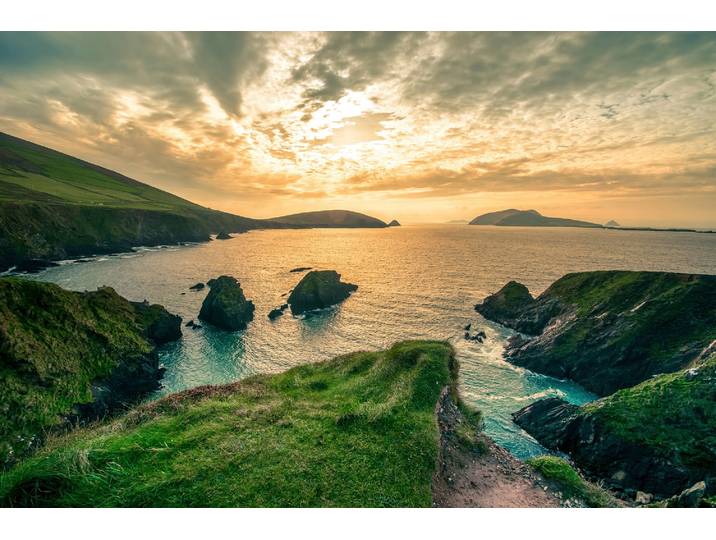 Fototapete PAPERMOON DINGLE HALB-INSEL-IRLAND STRAND KLIPPEN KÜSTE GEBIRGE , bunt, B:3m L:2,23m, Vlies, Tapeten, Fototapete