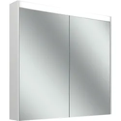 Schneider OBJECT Line Superior LED-Spiegelschrank, 2 Türen 40/40cm, 795x123x743mm, Beleuchtung oben dimmbar, 2 Steckdosen, 205.080.01.0201, Ausführung: CH-Norm/Korpus weiss/3000K