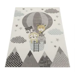KINDERTEPPICH, mit Ballon- und Tier-Motiv, aus Polypropylen, Creme, 80 x 150 cm