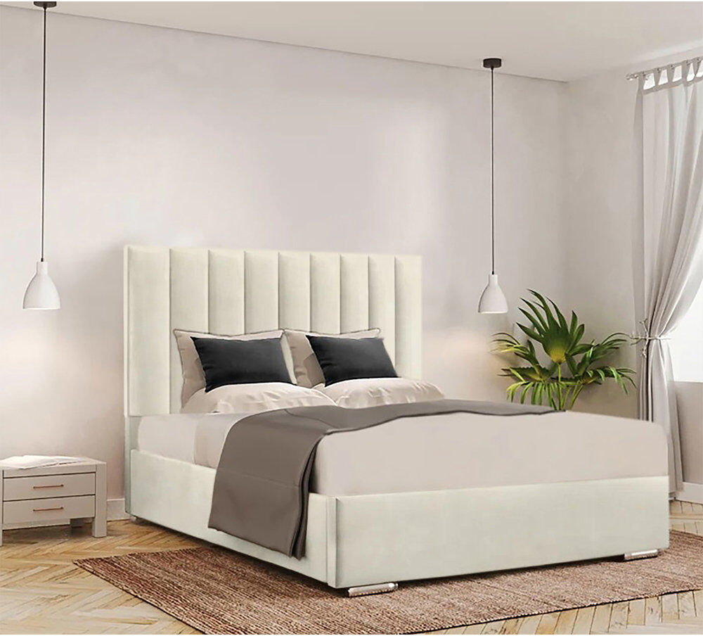 Ivy Bronx Caylob Upholstered Bed Cream Super King