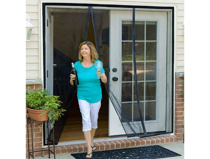 Moustiquaire de porte magnétique, taille personnalisée, maille anti-insectes, rideau à fermeture automatique, applicable aux portes en verre, été