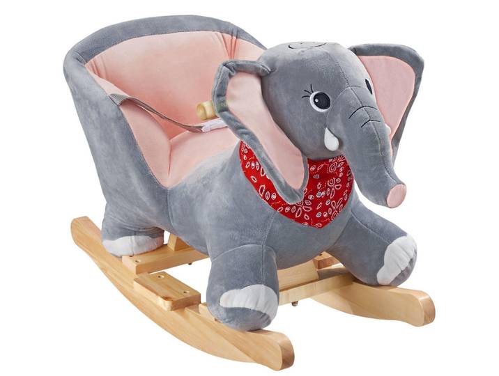 tectake Schaukeltier Elefant, massive Holzkufen, ab 12 Monaten geeignet, grau, Grau, Kunststoff, 33x45.5x63 cm, Spielzeug, Schaukeltiere