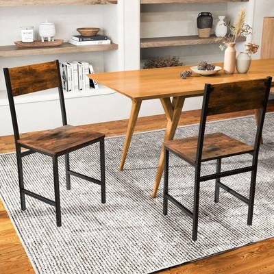 Lirago Industrial Kitchen Side Chairs Set of 2 with Metal Legs and Slanted Back