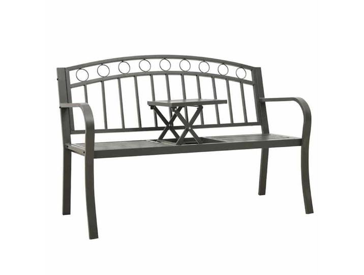 En Promotion Banc de jardin - SHIELD - Meuble d'extérieur - Banquette pour balcon avec table Gris 120cm Acier 3438745