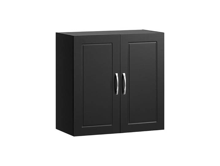 SoBuy Meuble Haut Salle de Bain Noir 60x30x60cm Armoire Murale WC Suspendue avec Étagère Réglable Rangement Compact