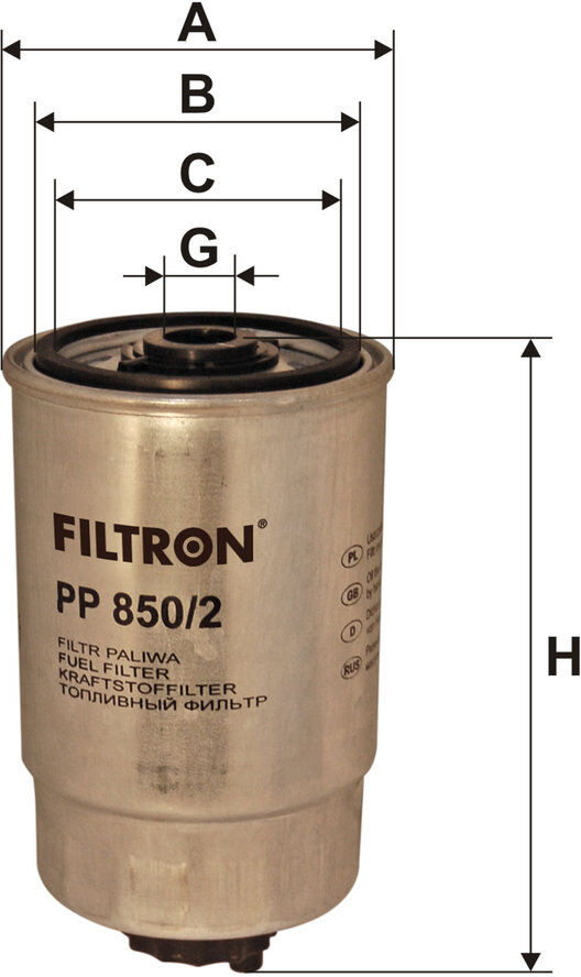 Filtron Kraftstofffilter Pp 850/2 Anschraubfilter 155mm Gewindemaßm16x1.5 Für Ford Vag