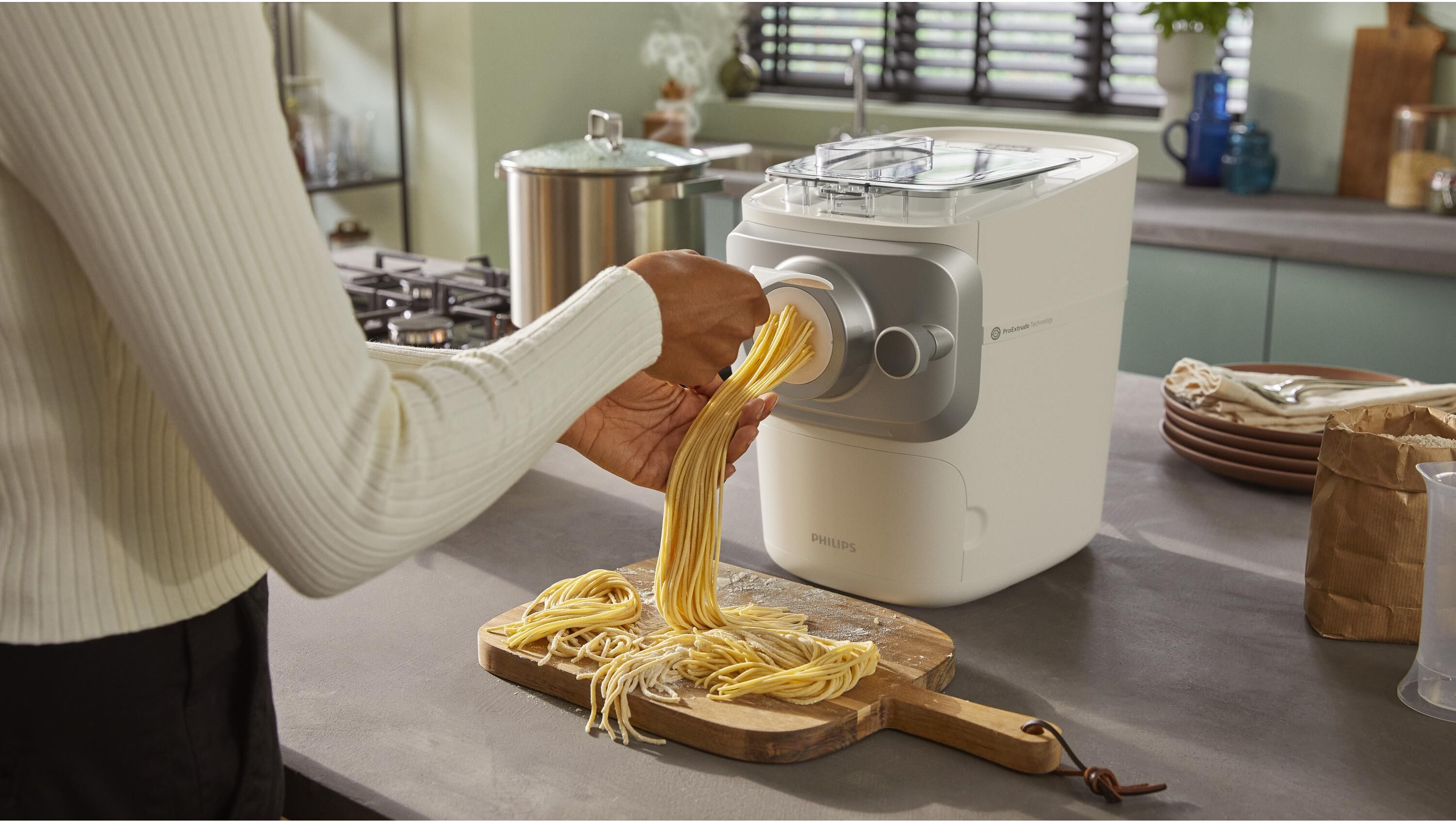 Philips Nudelmaschine "Pastamaker HR2660/00", silber (silberfarben), Nudelmaschinen, Nudelmaschine silberfarben Einheitsgröße