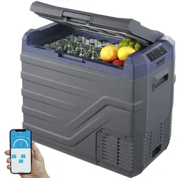 VEVOR Autokühlschrank, 12-Volt-Autokühlschrank, 45-l-Einzelzonen-Tragbarer Gefrierschrank mit eingebautem Licht, -20 °C bis 20 °C, 12/24 V DC und 100–240 V AC Kompressorkühler für Outdoor, Camping, Wohnmobil