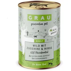 grau Hund 400 Gramm Hundenassfutter 6 x 400 Gramm Wild + Zucchini & Hirse