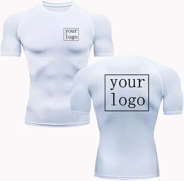 Rare Purchases Custom Compression T Shirt, Your Design Logo, Quick Dry Gym Tee Men Women sgdx white xl
