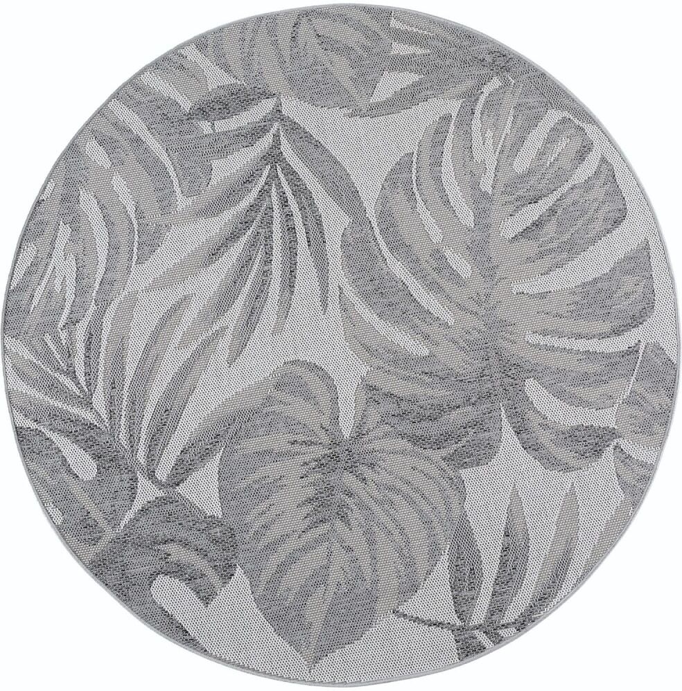 STUDIO DECO Tapis extérieur rond à motifs plantes gris 200cm Gris 200x1x200cm