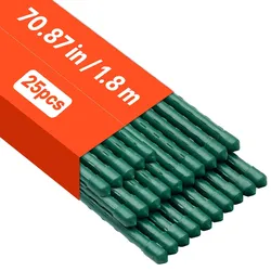 VEVOR Rankhilfe, 25er-Pack, Pflanzstab ⌀11x1800 mm, kunststoffbeschichtete Metall-Tomatenstäbe, Pflanzenstütze mit spitzem Ende & rutschfesten Noppen für den Anbau von Kletterpflanzen & Gemüse