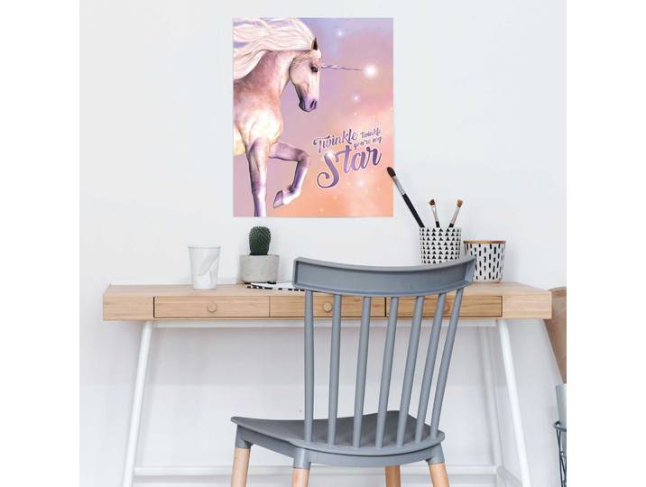 Affiche Licorne Papier Mauve 40 x 50 x 0cm