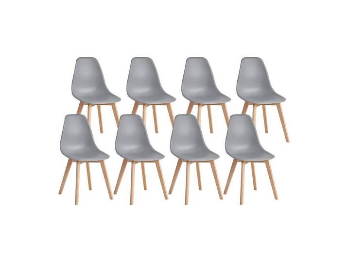 LuxusKollektion Esszimmerstuhl Esszimmerstühle 8er Set Buchenholzbeine Hochzeit Grau 8 Stühle