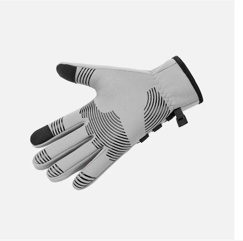 INF Winter Outdoor Sport Fahrradhandschuhe mit Drehknopf - Wasserdicht, Fleece-gefüttert, Touchscreen-kompatibel Grau