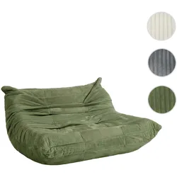 2-Sitzer Sofa HWC-R34, Zweisitzer 2er-Sofa Couch Polster-/Loungesofa Stoff Cord (300g/m2) 138cm ~ grün