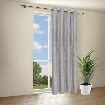 Gardine GERSTER "Caron" Gr. 1, grau (hellgrau), B:140cm H:245cm, Wirkware, Polyester, Gardinen, Gardine, Deko Ösenschal "Caron" mit Prägung