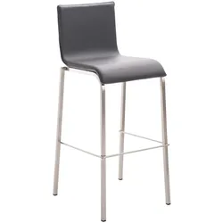 Proregal CHEFGASTRO Barhocker VARADERO Leder Flach Edelstahl HxBxT 103x43x51cm Kunstleder Grau Barstuhl